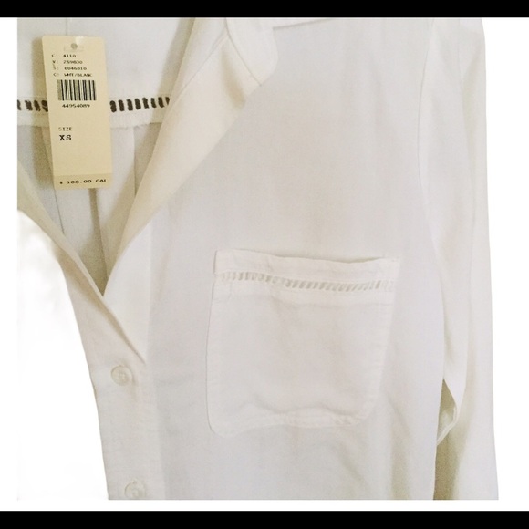 NWT ANTHROPOLOGIE CLOTH & STONE Landry Eyelet Button Down Shirt White Size XS - Picture 9 of 13